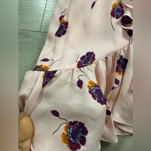 CINQ A SEPT Mateo Floral Ruffle 100% Silk Ruffle Dress in Pearl Blush - Picture 13 of 16